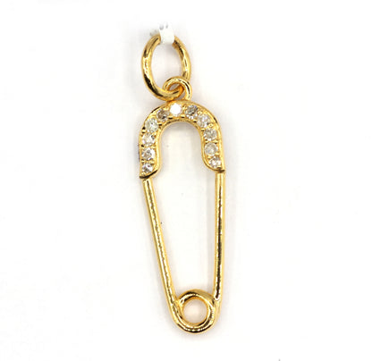 safety pin 14k Solid Gold Diamond Pendants.