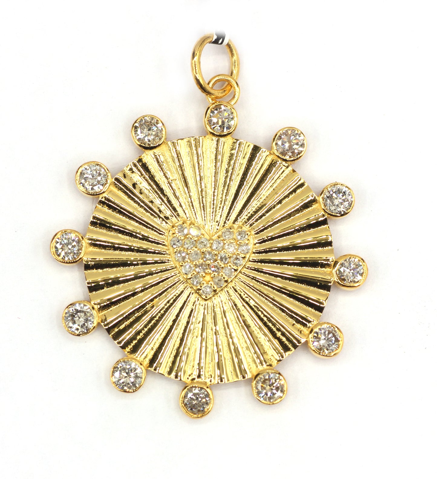 Heart 14k Solid Gold Diamond Pendants.