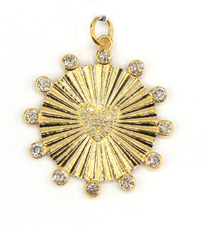 Heart 14k Solid Gold Diamond Pendants.