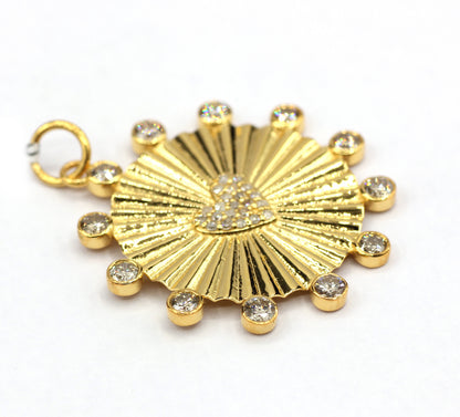 Heart 14k Solid Gold Diamond Pendants.