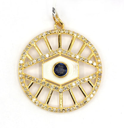 Round 14k Solid Gold Diamond Pendants.