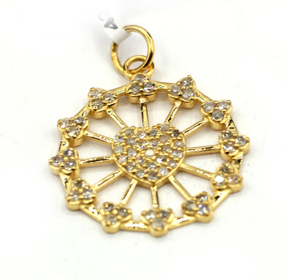 Heart 14k Solid Gold Diamond Pendants.