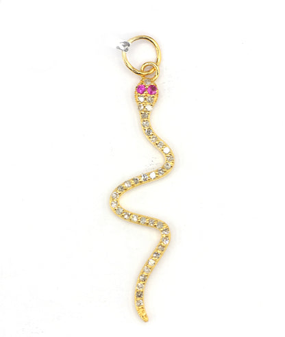 Snake 14k Solid Gold Diamond Pendants.