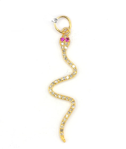 Snake 14k Solid Gold Diamond Pendants.