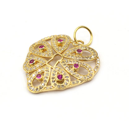 Heart 14k Solid Gold Diamond Pendants.