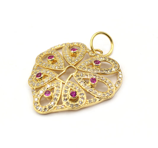 Heart 14k Solid Gold Diamond Pendants.