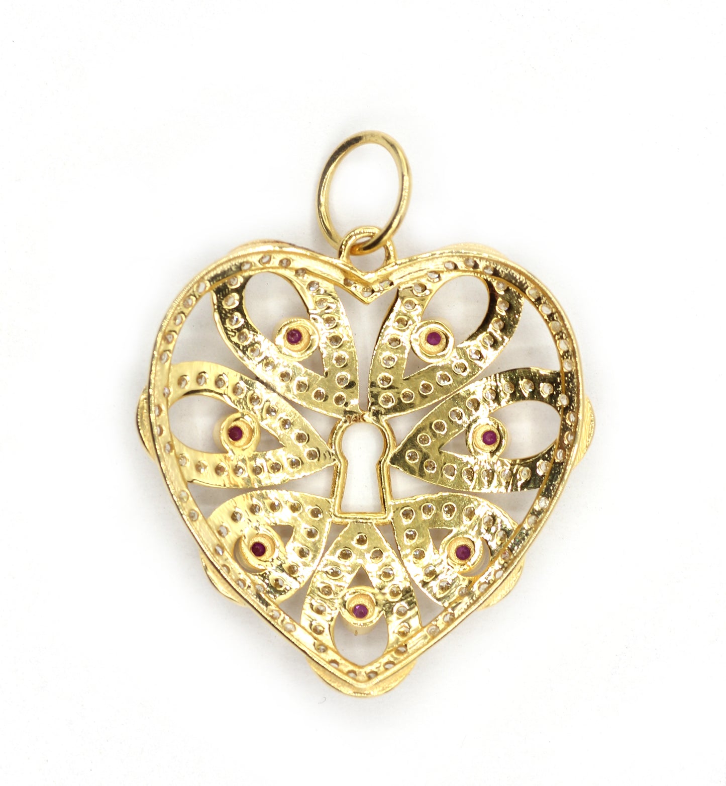 Heart 14k Solid Gold Diamond Pendants.