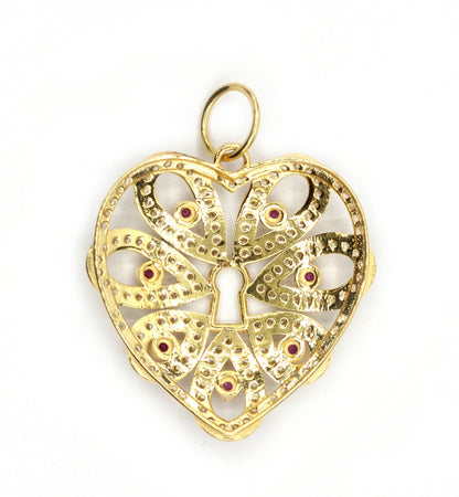 Heart 14k Solid Gold Diamond Pendants.
