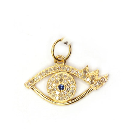 Evil Eye 14k Solid Gold Diamond Pendants.