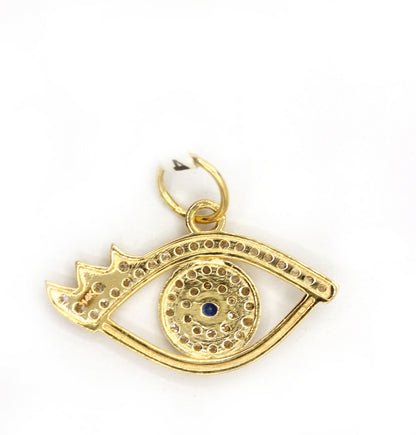 Evil Eye 14k Solid Gold Diamond Pendants.