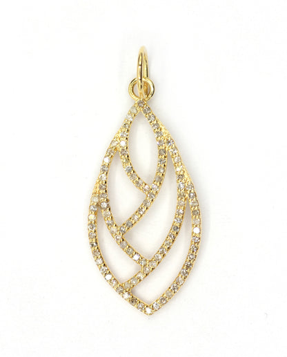 Leaf 14k Solid Gold Diamond Pendants.