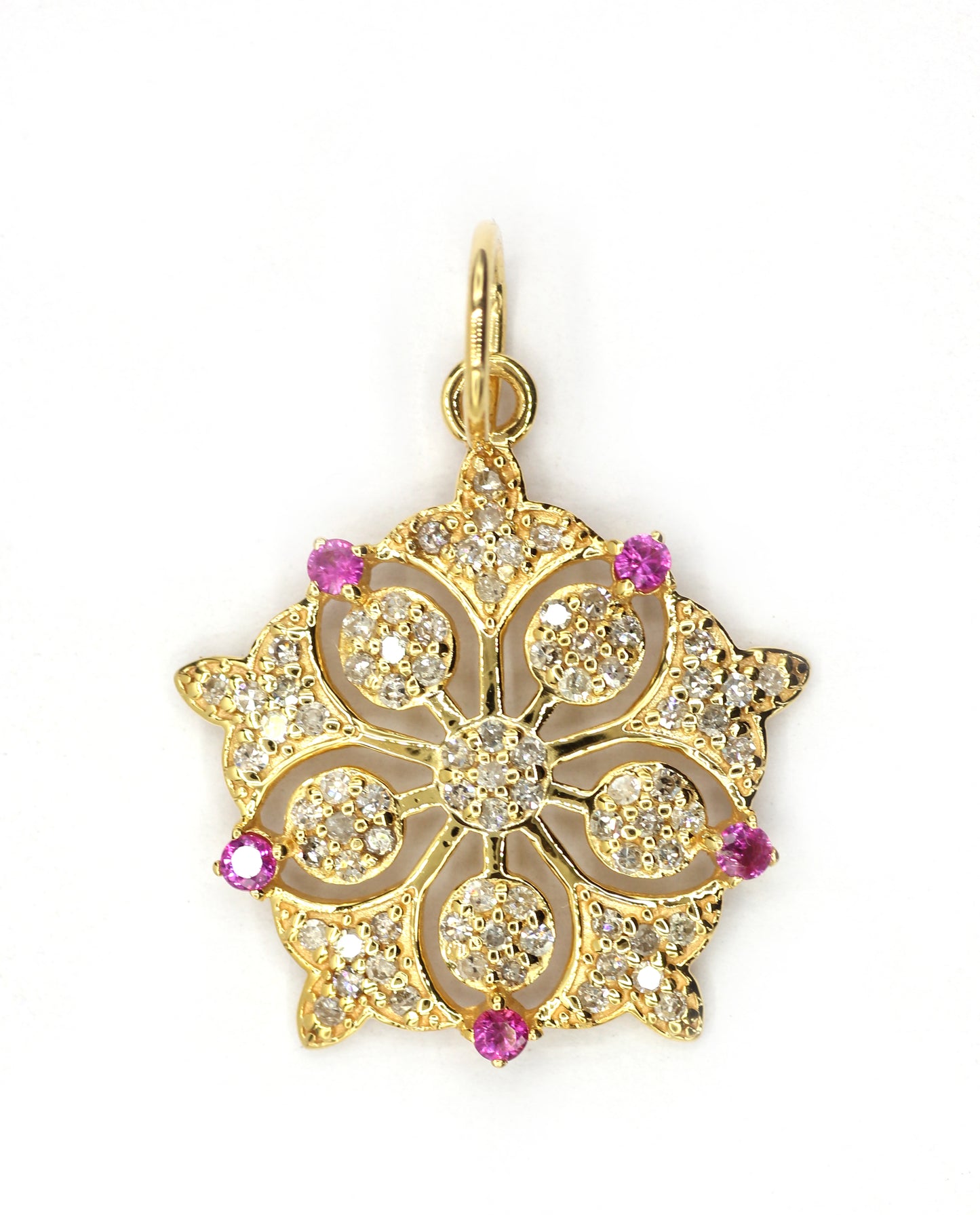 Round 14k Solid Gold Diamond Pendants.
