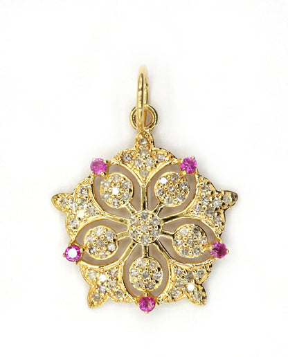 Round 14k Solid Gold Diamond Pendants.