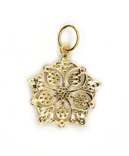 Round 14k Solid Gold Diamond Pendants.