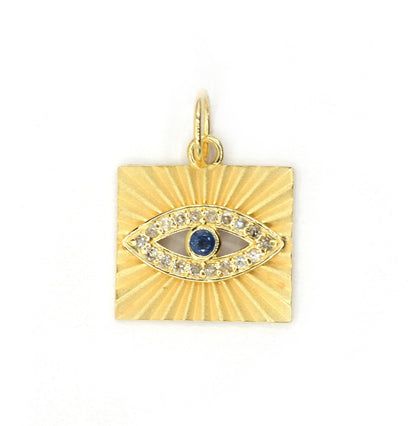 Evil Eye 14k Solid Gold Diamond Pendants.