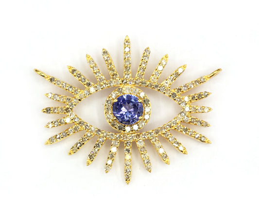 Evil Eye 14k Solid Gold Diamond Pendants.
