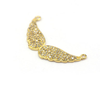 Wings 14k Solid Gold Diamond Pendants.