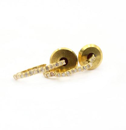 Loop 14k Solid Gold Diamond Earring.14k Solid Gold Diamond Earring..