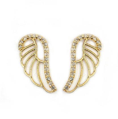 Wings 14k Solid Gold Diamond Stud Earring.14k Solid Gold Diamond Earring..