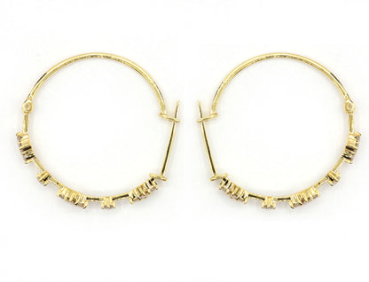 Hoop loop 14k Solid Gold Diamond Earring.14k Solid Gold Diamond Earring..