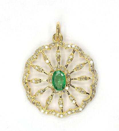 Round 14k Solid Gold Diamond Pendants.