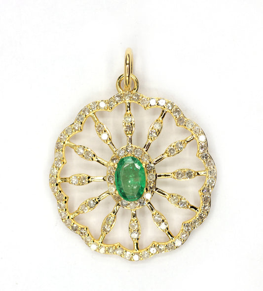 Round 14k Solid Gold Diamond Pendants.