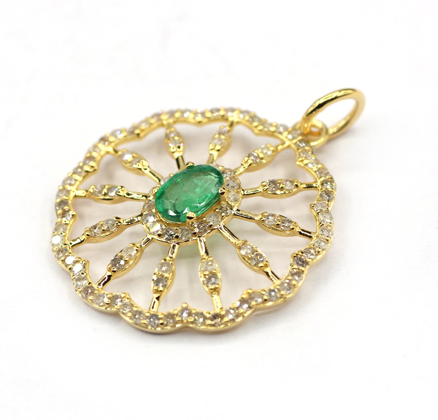 Round 14k Solid Gold Diamond Pendants.