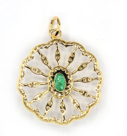 Round 14k Solid Gold Diamond Pendants.