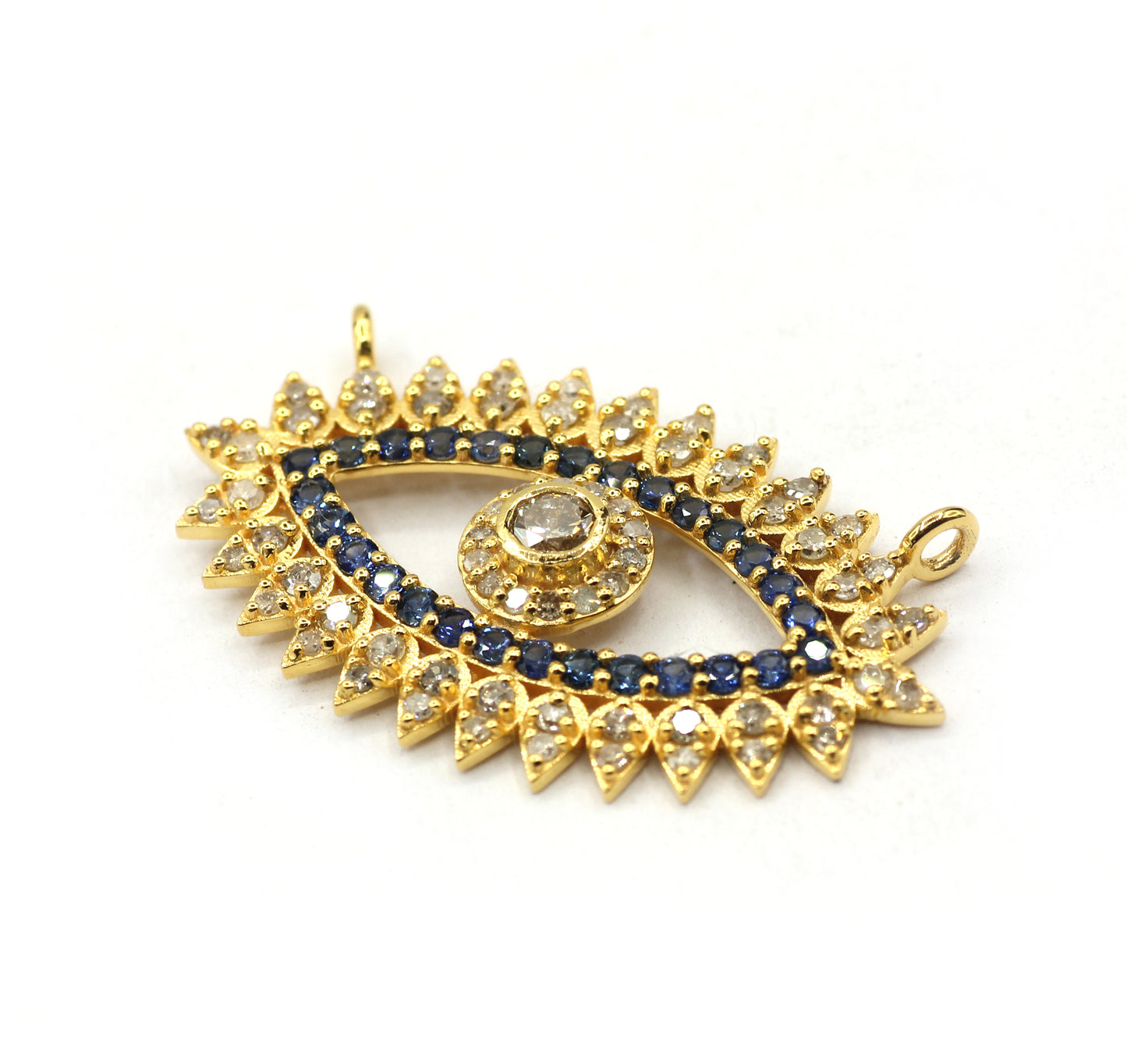 Evil Eye 14k Solid Gold Diamond Pendants.