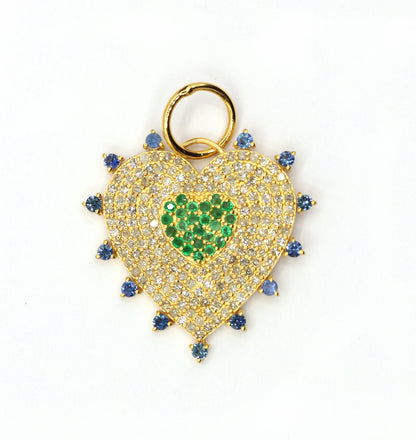 Heart 14k Solid Gold Diamond Pendants.