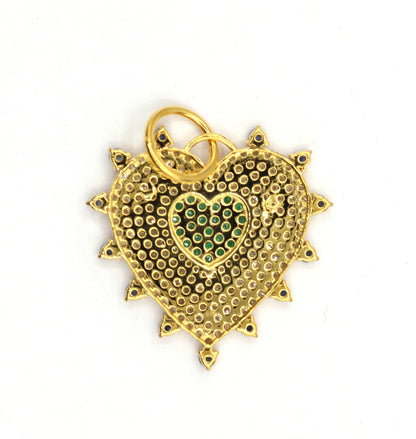 Heart 14k Solid Gold Diamond Pendants.