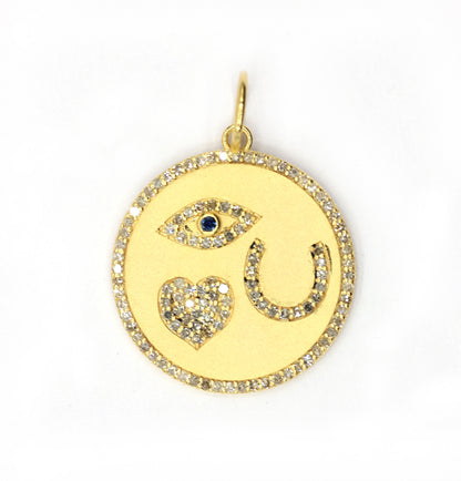 Round 14k Solid Gold Diamond Pendants.