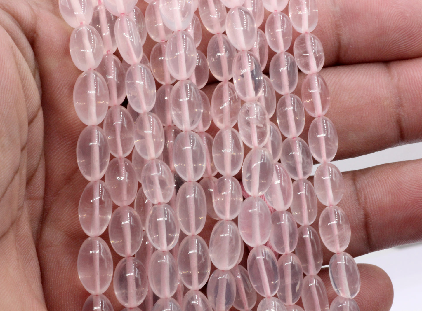 Quartz, Rose Quartz Beads Smooth Oval Genuine Natural Rose Quartz Gemstone Beads