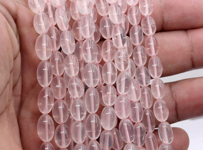 Quartz, Rose Quartz Beads Smooth Oval Genuine Natural Rose Quartz Gemstone Beads