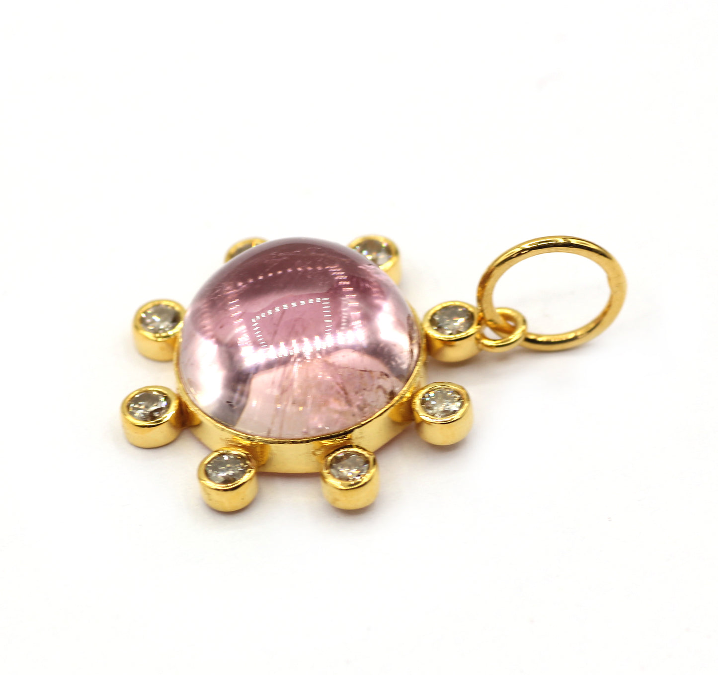 Round 14k Solid Gold Diamond Pendants.