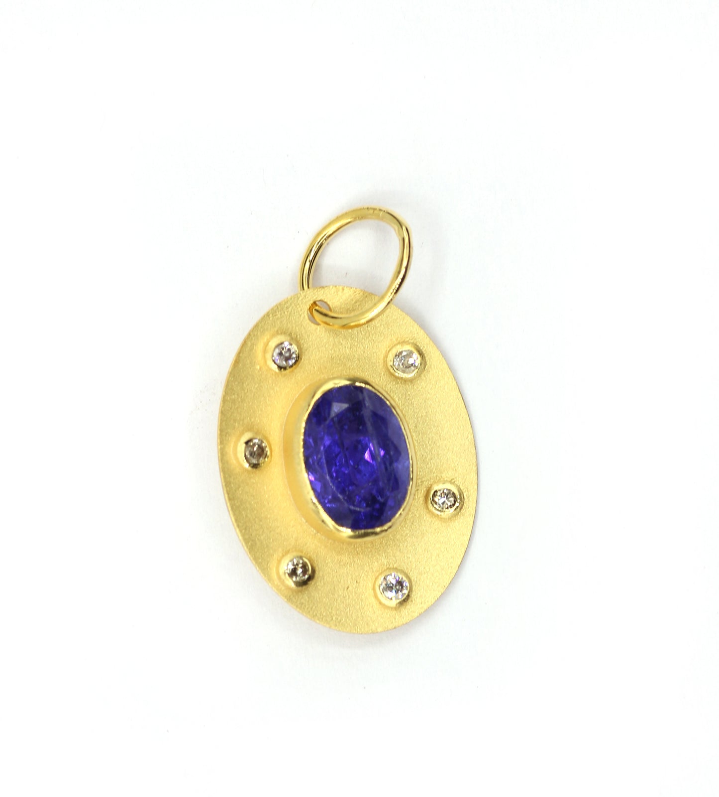 Oval 14k Solid Gold Diamond Pendants.