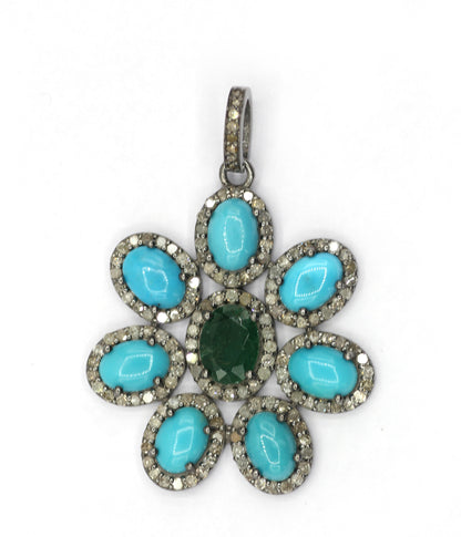 Flower Pave Diamond Pendant