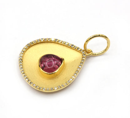 Pear 14k Solid Gold Diamond Pendants.