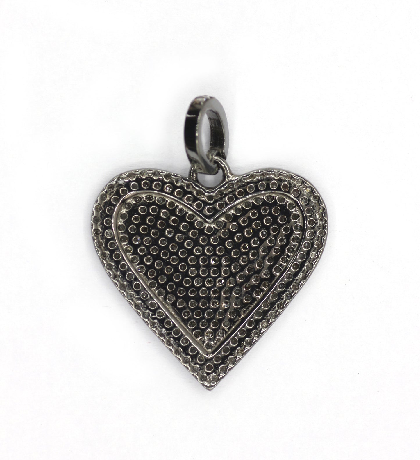Heart Silver Pave Diamond Pendant