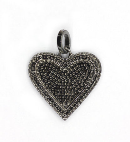 Heart Silver Pave Diamond Pendant