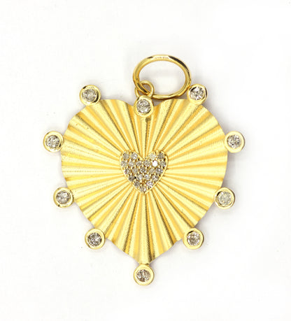 Heart 14k Solid Gold Diamond Pendants.