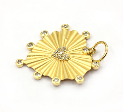Heart 14k Solid Gold Diamond Pendants.