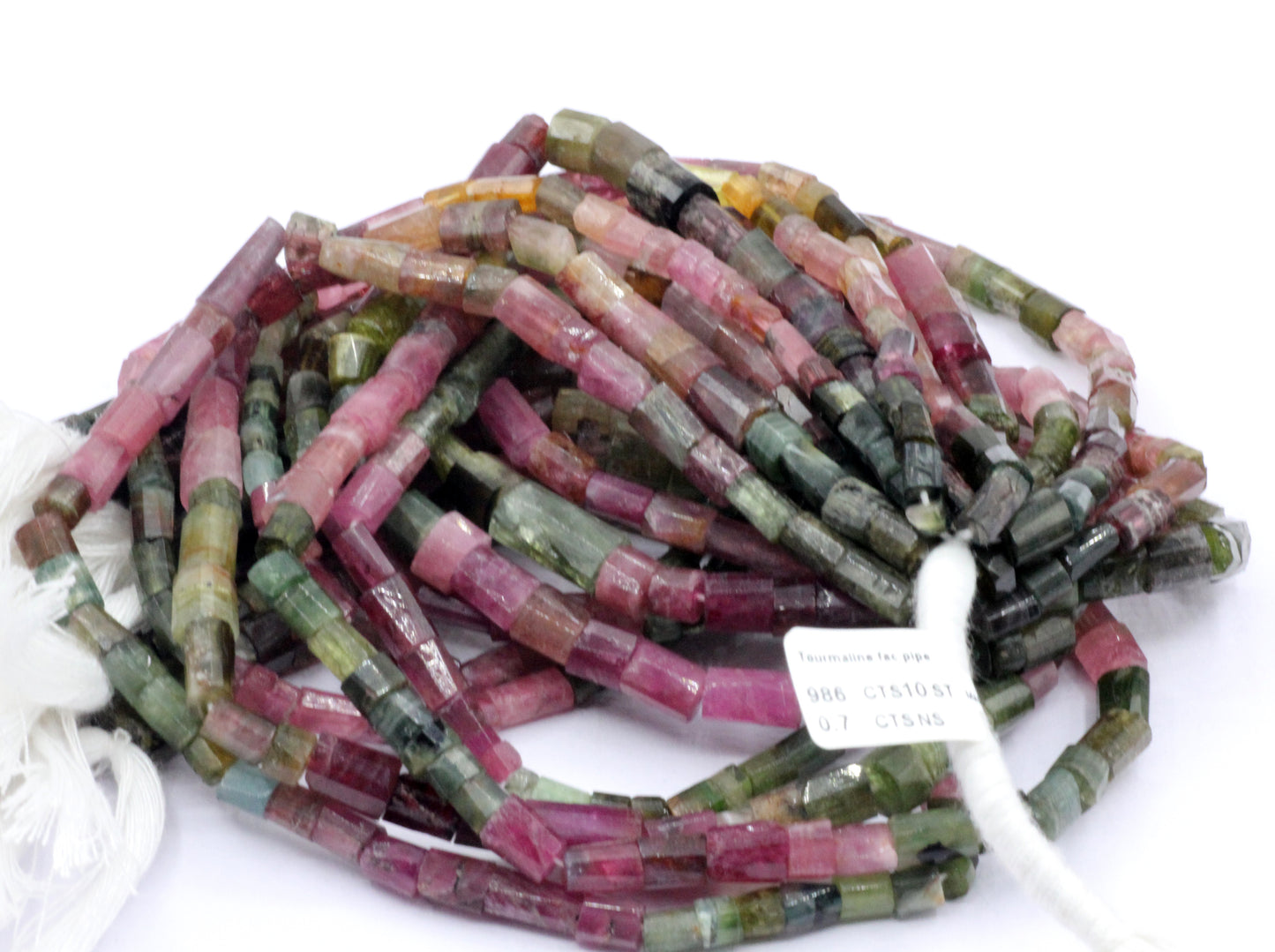 Tourmaline, Multi Tourmaline Beads Faceted Tube
