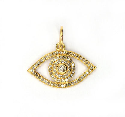 Evil Eye 14k Solid Gold Diamond Pendants.