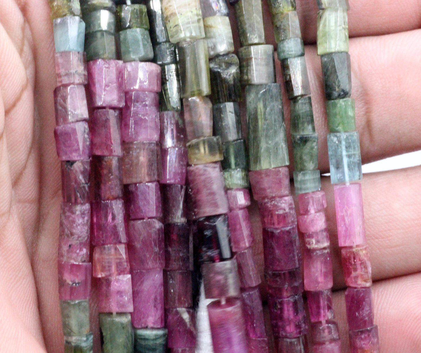 Tourmaline, Multi Tourmaline Beads Faceted Tube