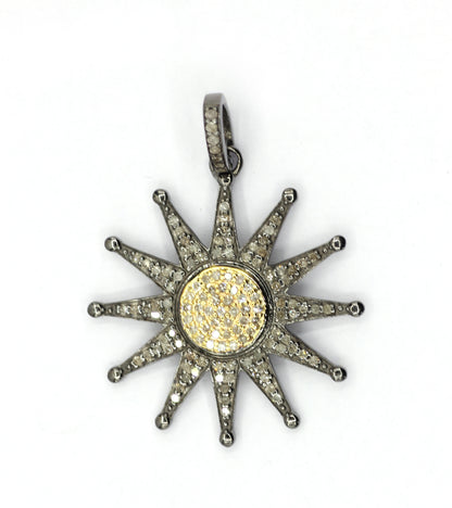 Sun Star Pave Diamond Pendant