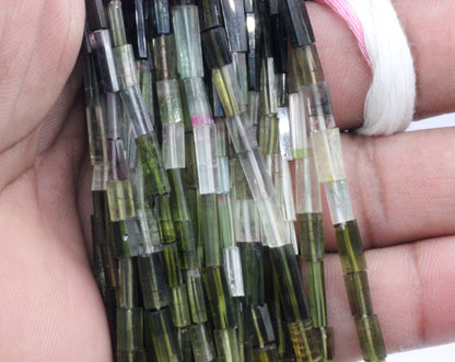 Tourmaline Faceted Tube Beads.