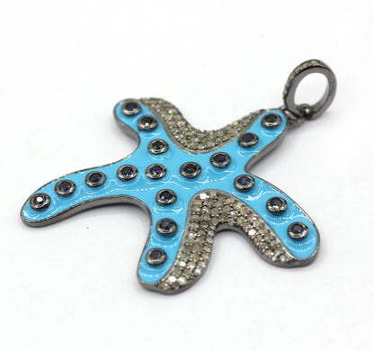 Octopus Enamel Pave Diamond Pendant