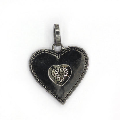 Heart Silver Pave Diamond Pendant