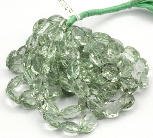 Amethyst, Green Amethyst Oval faceted Bead, Size 18x11 mm